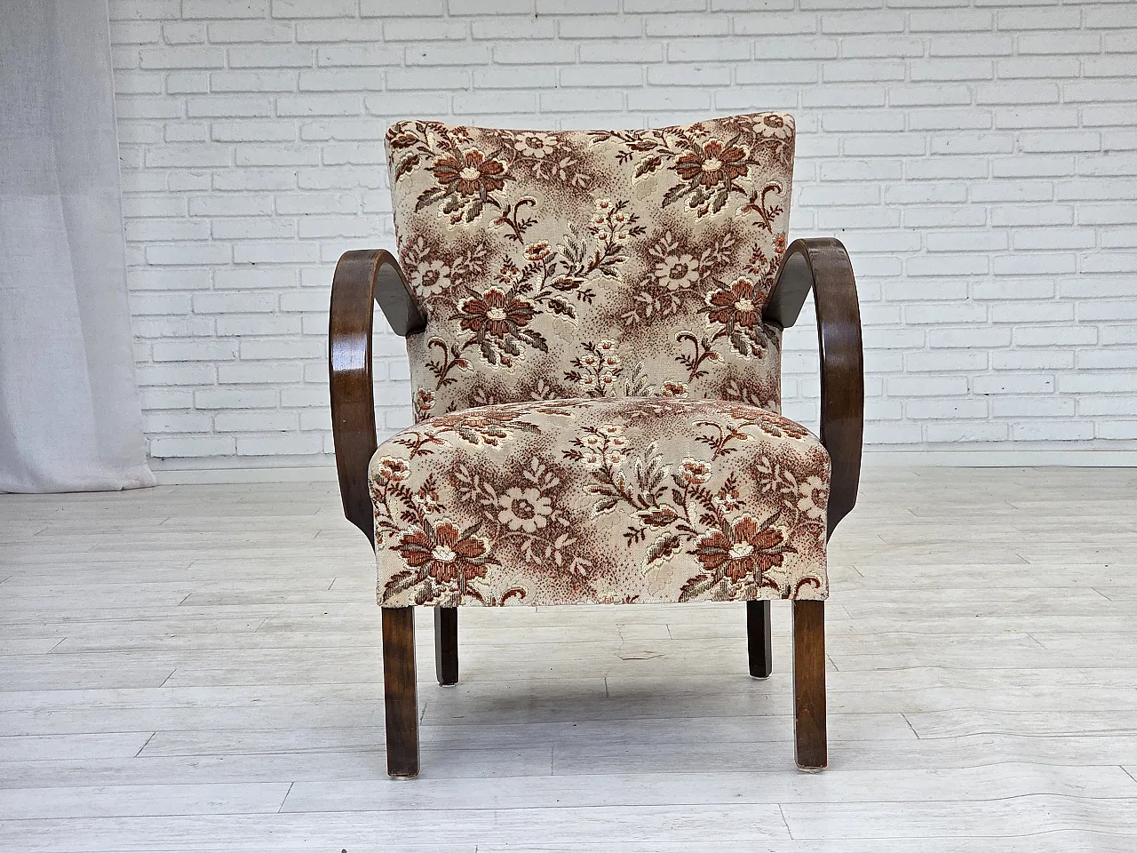Danish Art Deco armchair  velour, beech wood, 1950s 5