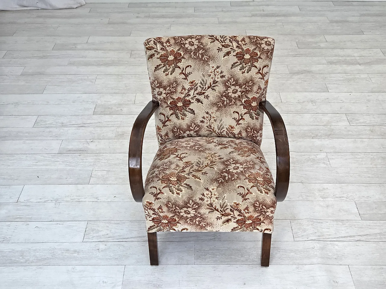 Danish Art Deco armchair  velour, beech wood, 1950s 7