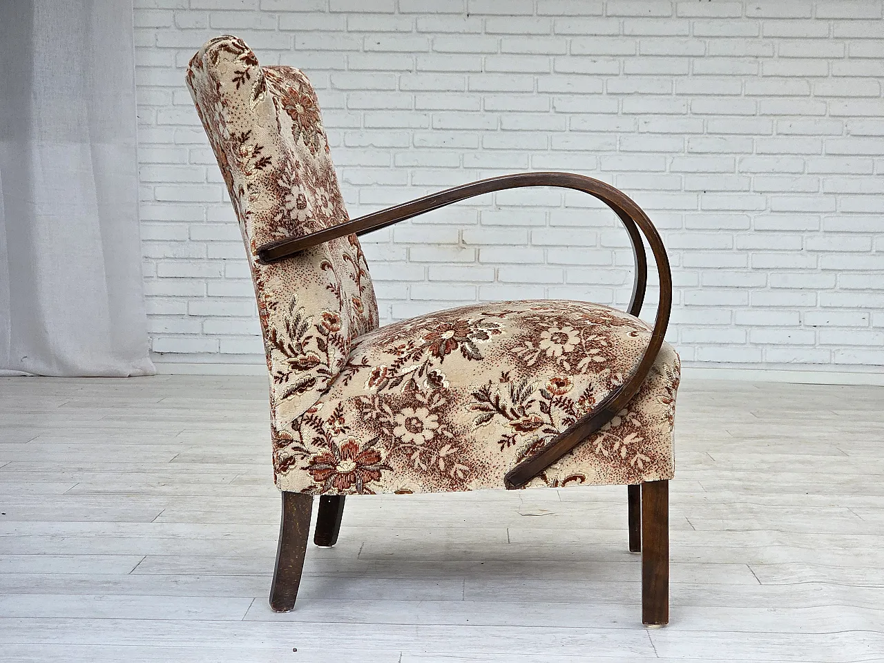 Danish Art Deco armchair  velour, beech wood, 1950s 8