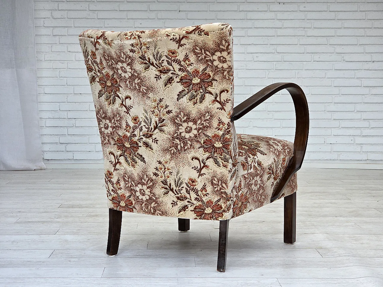 Danish Art Deco armchair  velour, beech wood, 1950s 11