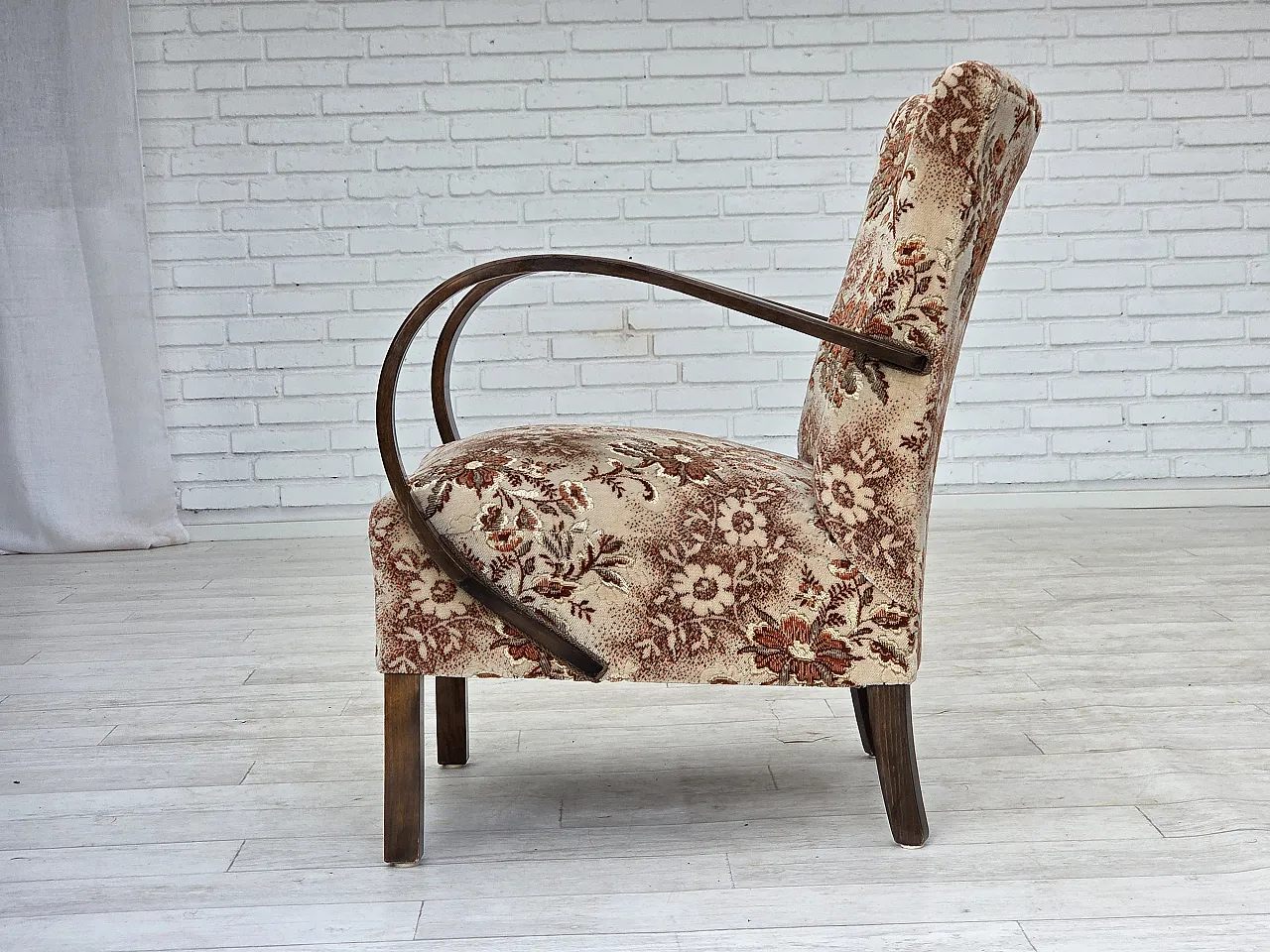 Danish Art Deco armchair  velour, beech wood, 1950s 16