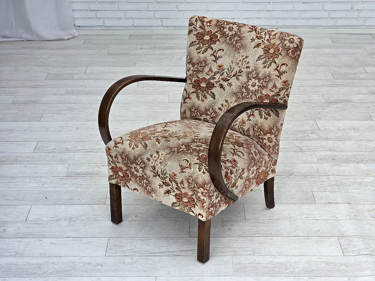 Danish Art Deco armchair  velour, beech wood, 1950s 18