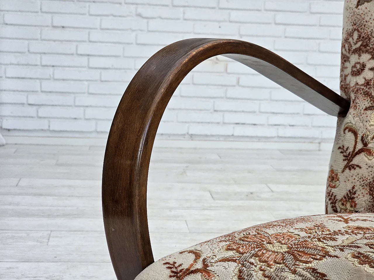 Danish Art Deco armchair  velour, beech wood, 1950s 19