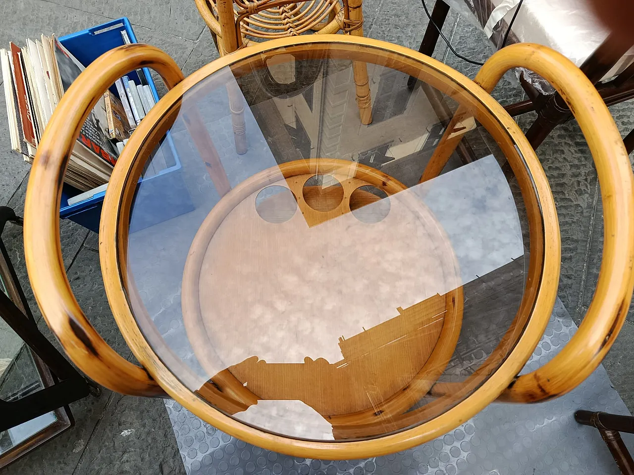 Bamboo holder trolley, 70s 3