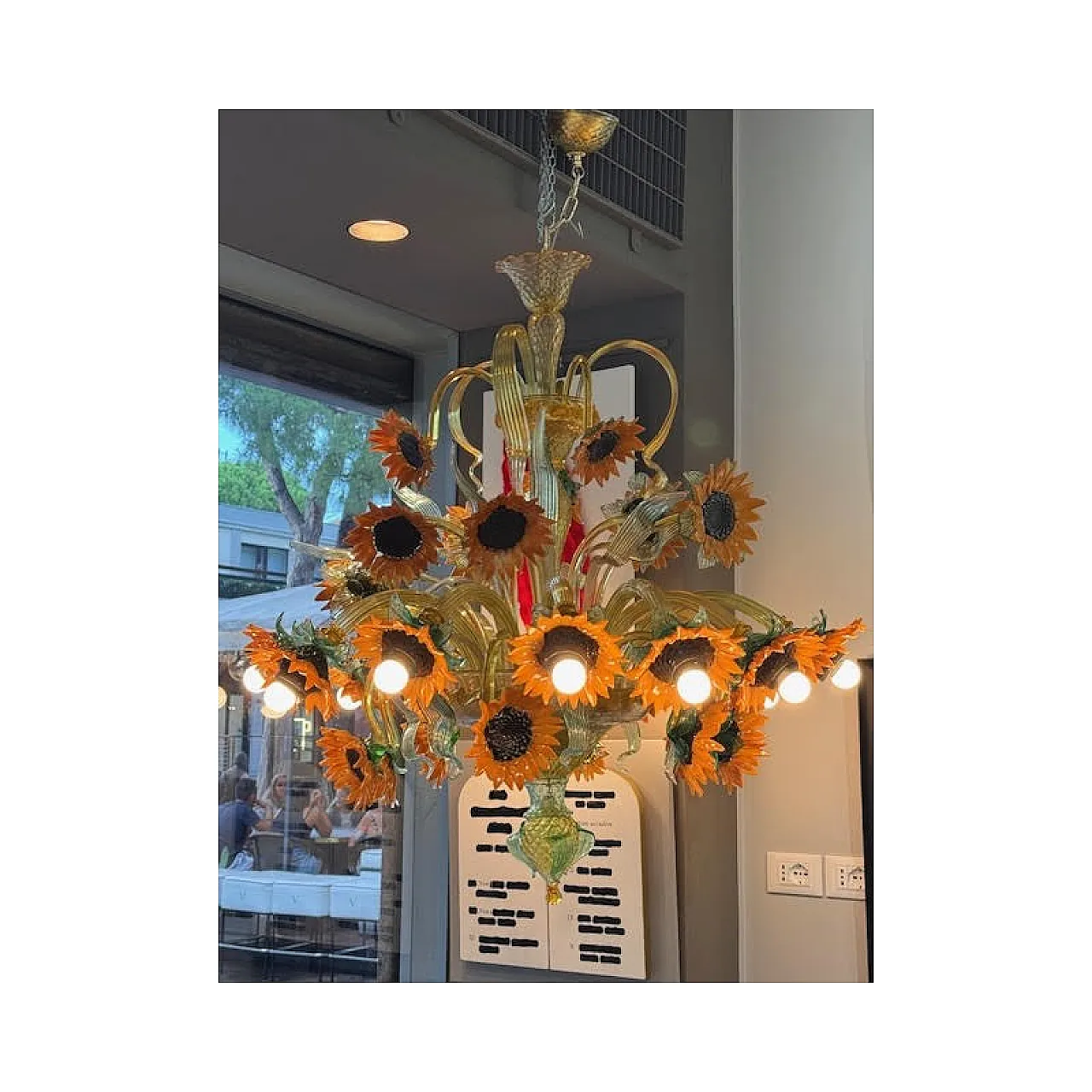 Sunflowers Murano glass chandelier, 20th century 5