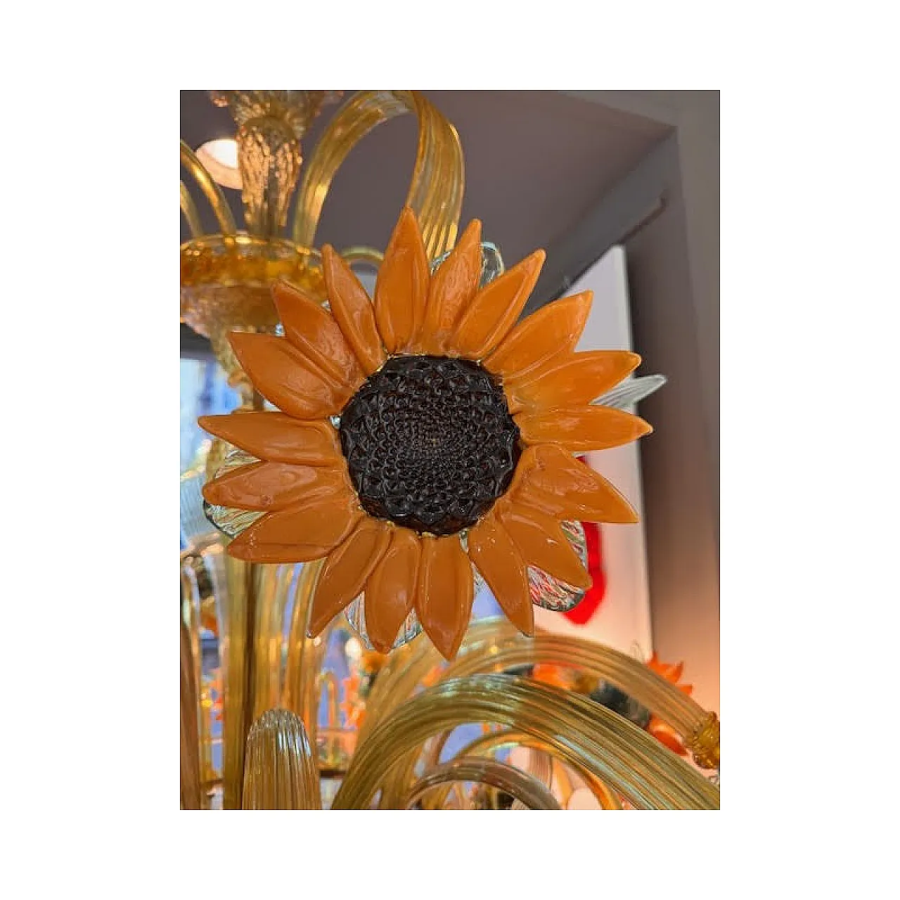 Sunflowers Murano glass chandelier, 20th century 6