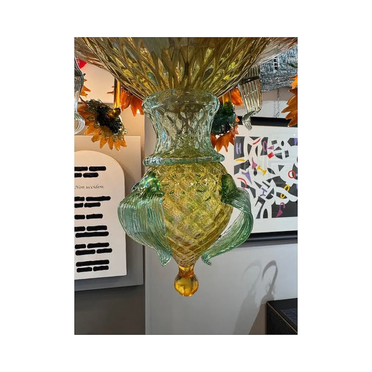 Sunflowers Murano glass chandelier, 20th century 7