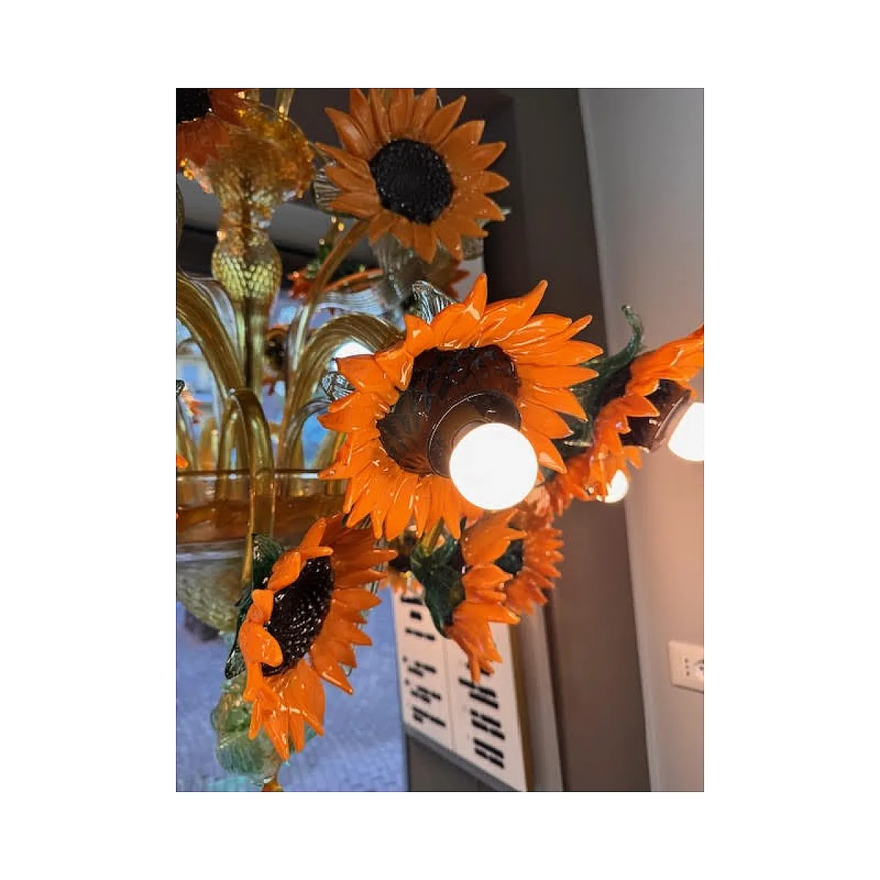 Sunflowers Murano glass chandelier, 20th century 8