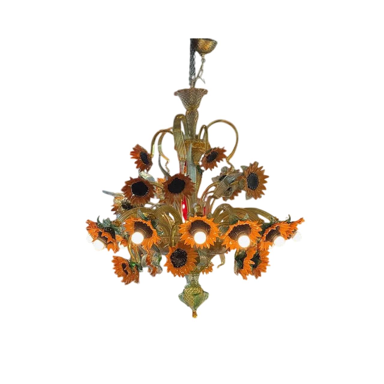 Sunflowers Murano glass chandelier, 20th century 10