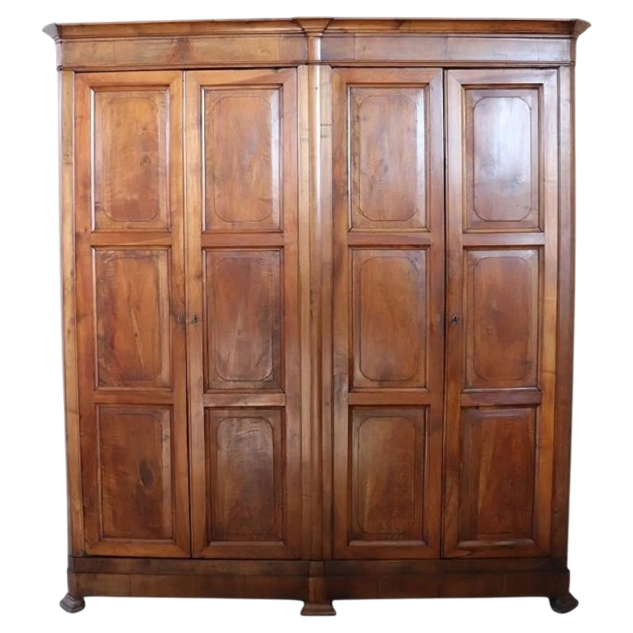 Four-door wardrobe in solid walnut, 19th century 14