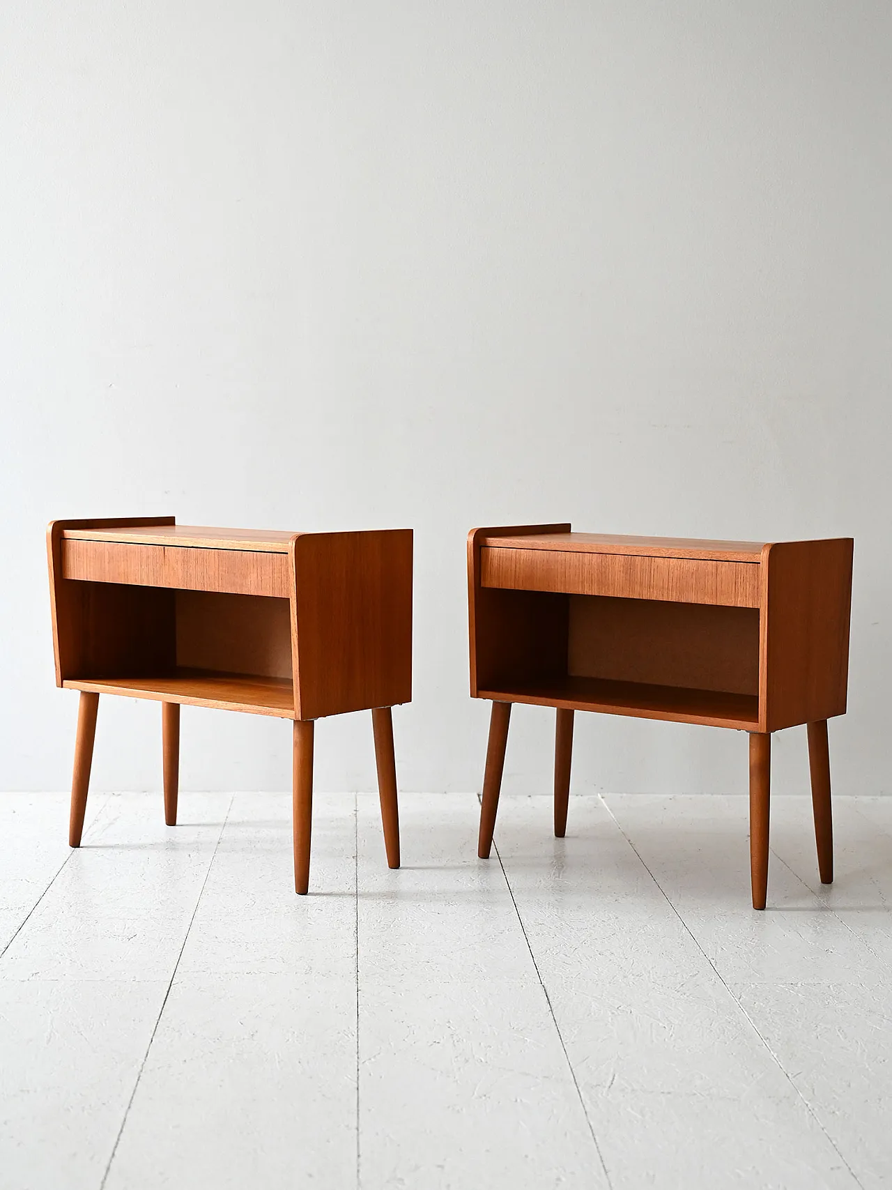 Pair of Scandinavian bedside beds in teak, 50s 3