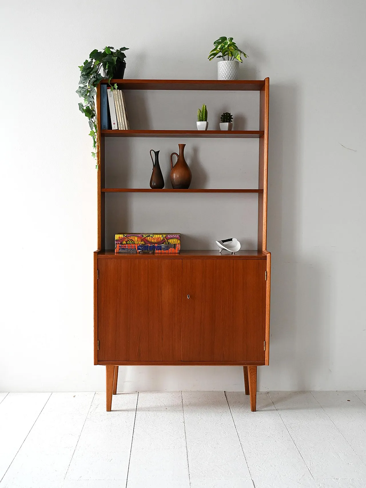 Scandinavian library with doors and shelves, 1960s 1