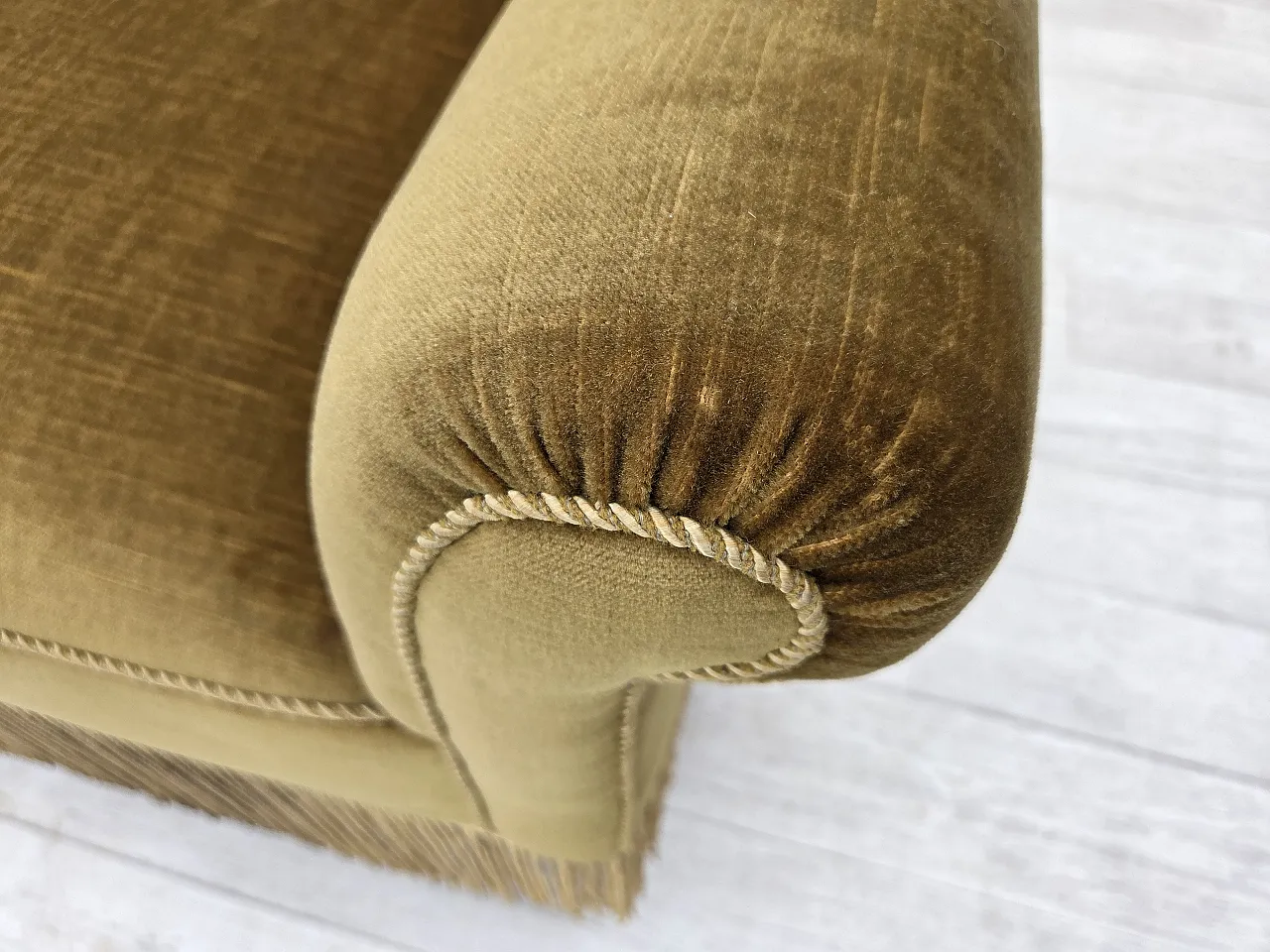 Divano 2 posti/daybed, velluto verde chiaro, anni '50 4