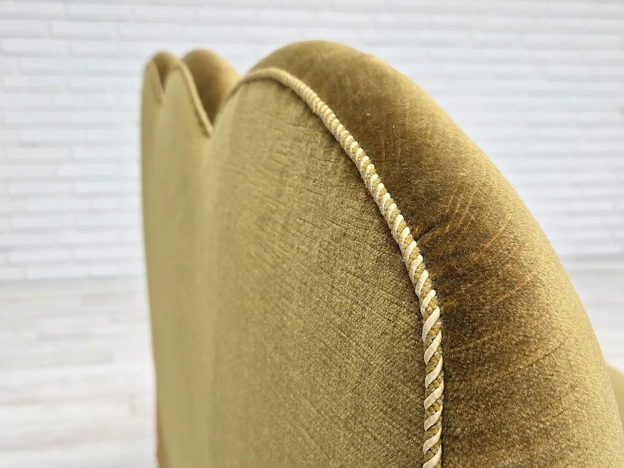 Divano 2 posti/daybed, velluto verde chiaro, anni '50 9