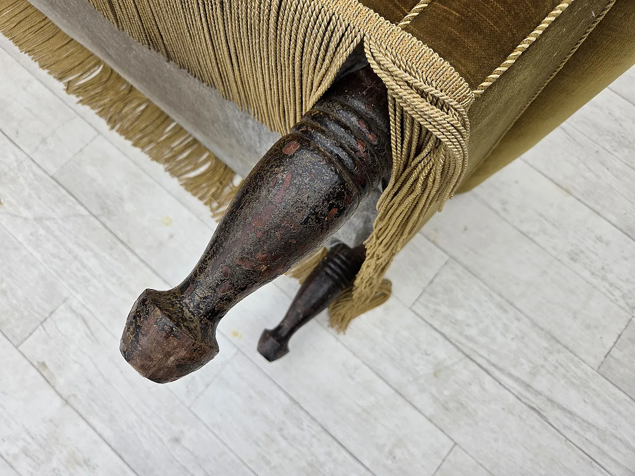 Divano 2 posti/daybed, velluto verde chiaro, anni '50 17