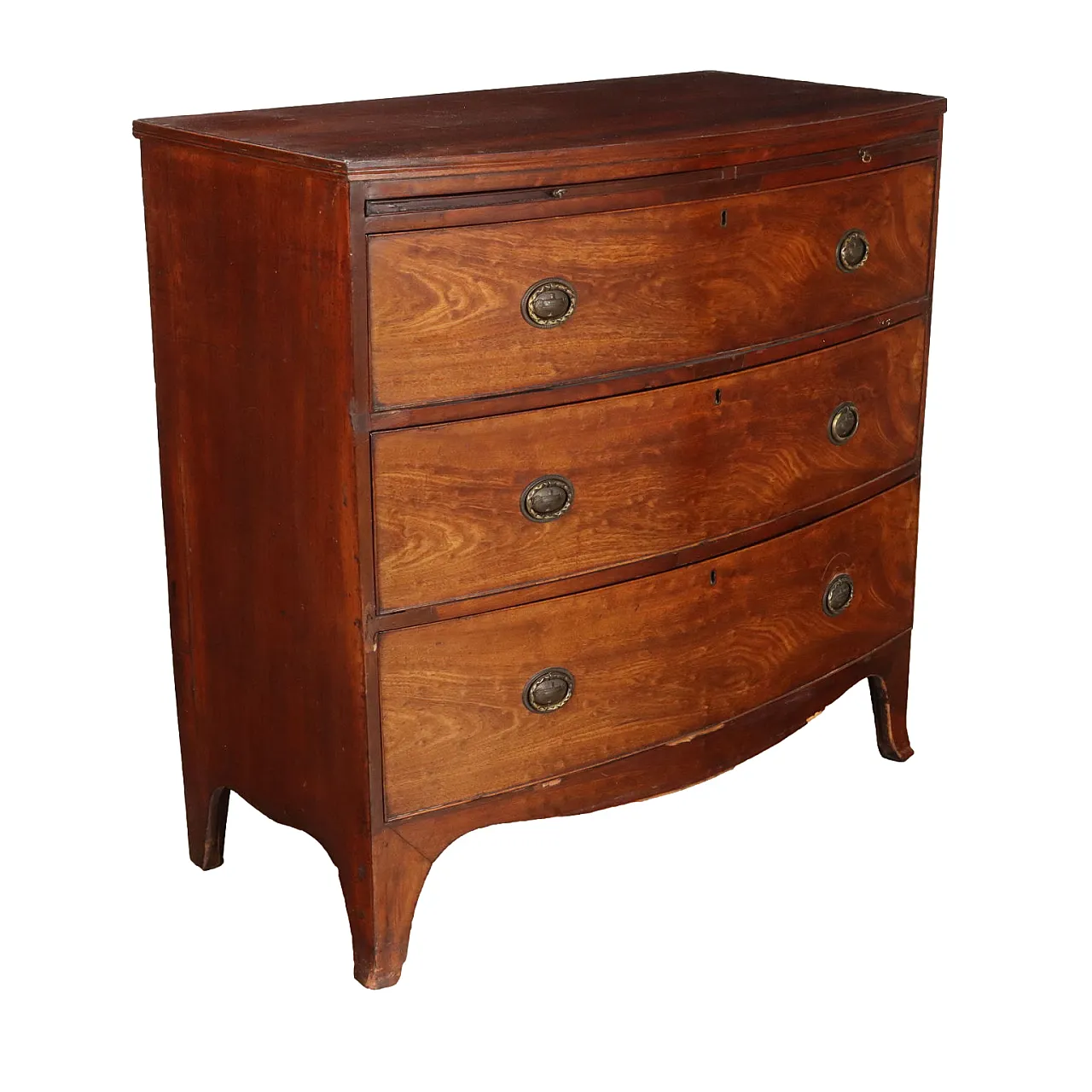 Dresser with three drawers in mahogany with wavy legs, 18th century 1