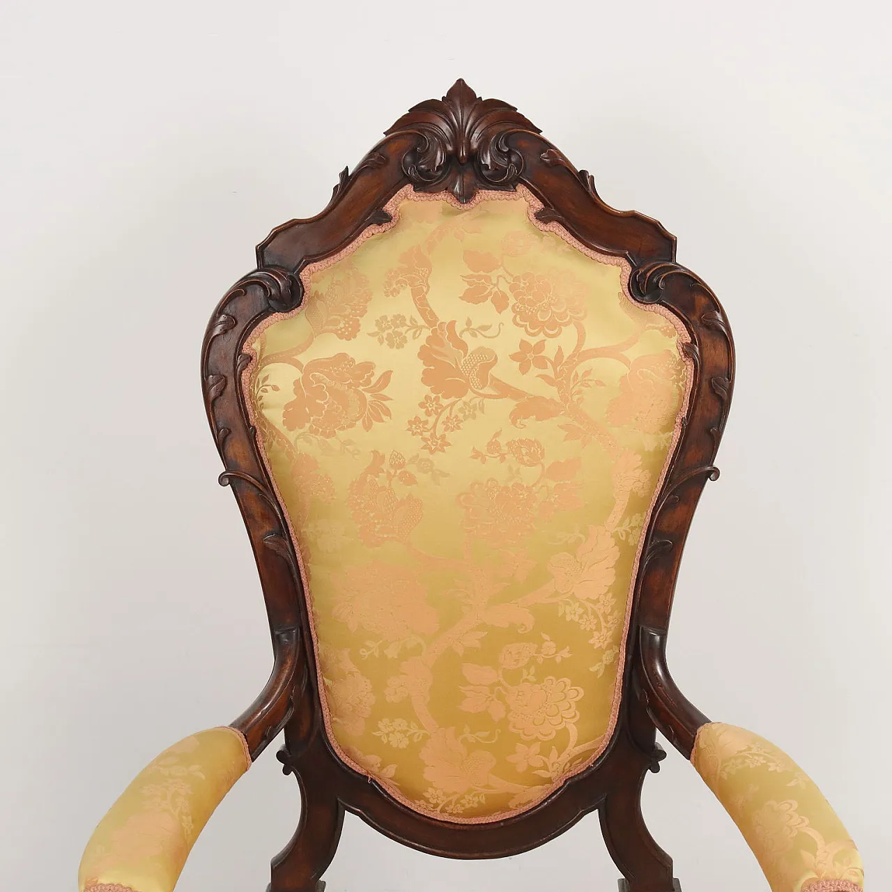 6 chairs and 2 armchairs Umbertino in walnut and fabric, 19th century 3