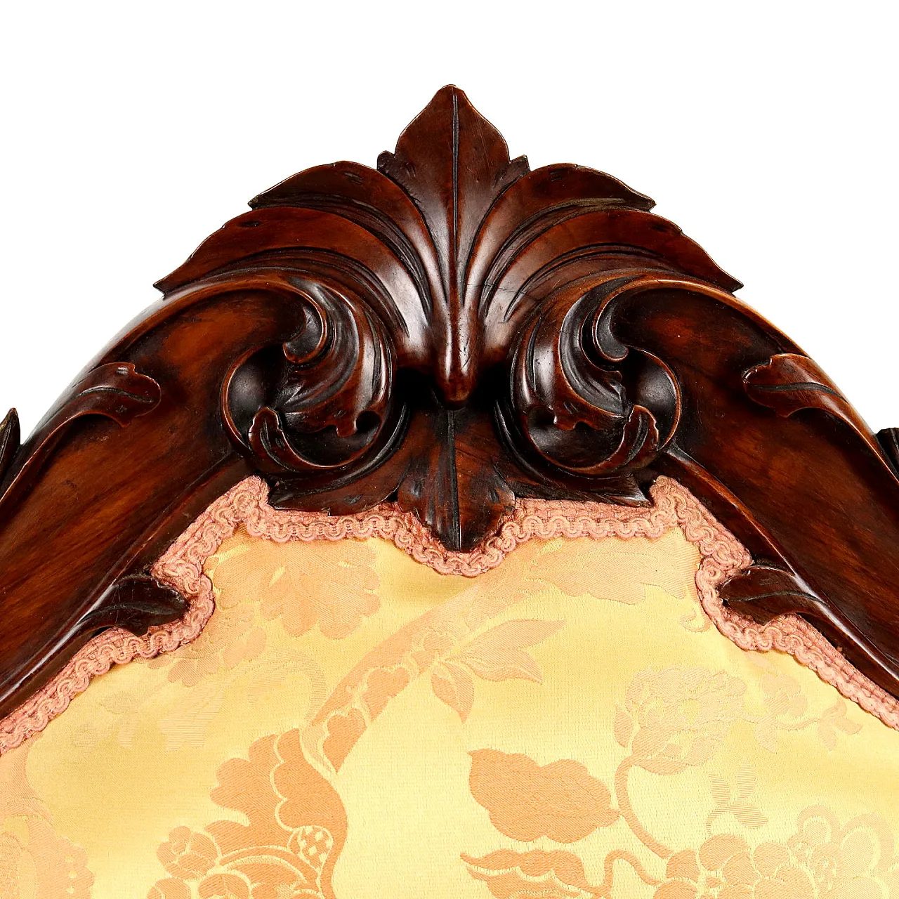 6 chairs and 2 armchairs Umbertino in walnut and fabric, 19th century 6