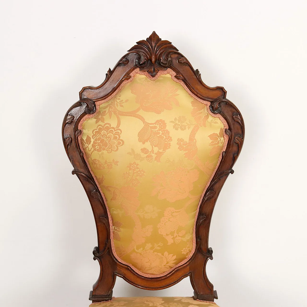 6 chairs and 2 armchairs Umbertino in walnut and fabric, 19th century 7