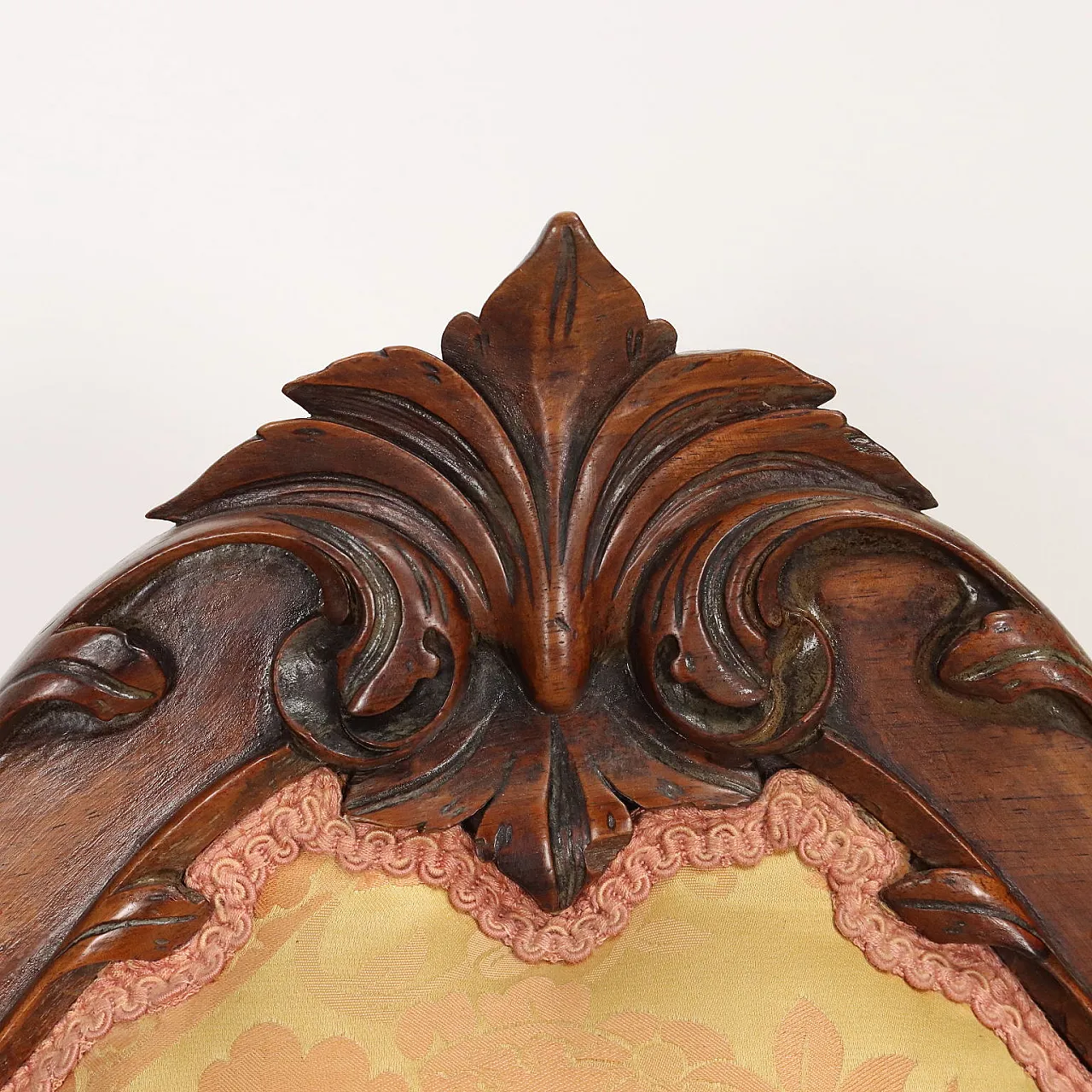 6 chairs and 2 armchairs Umbertino in walnut and fabric, 19th century 8