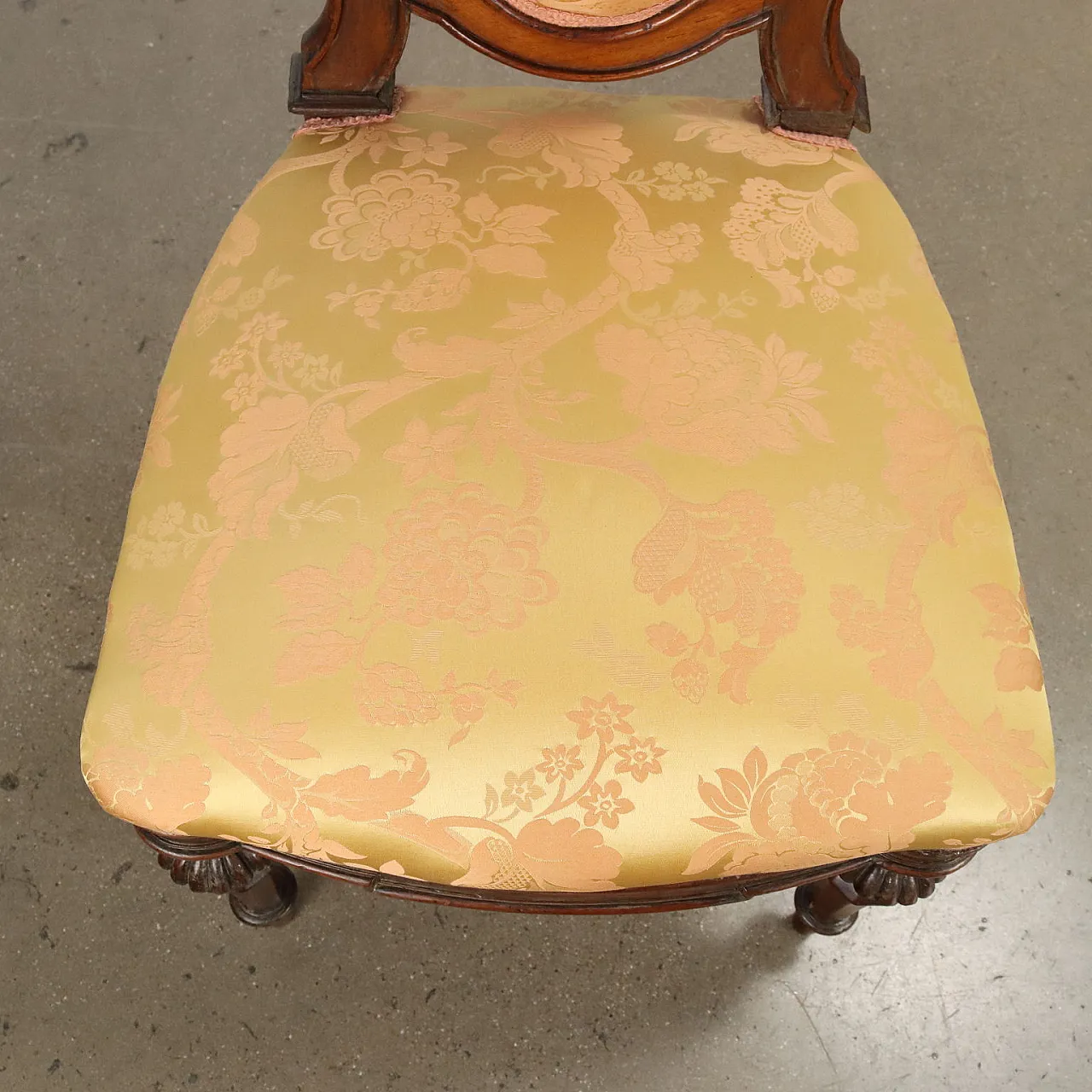 6 chairs and 2 armchairs Umbertino in walnut and fabric, 19th century 9