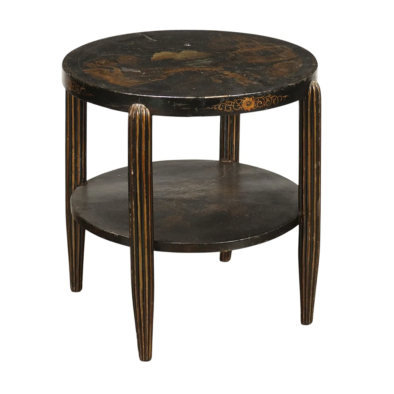 Black lacquered wooden coffee table, early 20th century 1