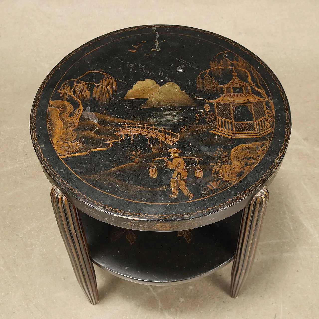Black lacquered wooden coffee table, early 20th century 3