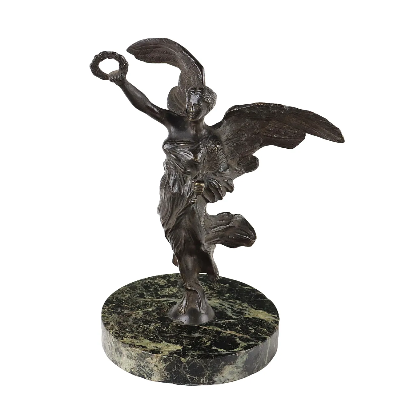 Bronze Winged Victory sculpture with marble base, 1930s 1