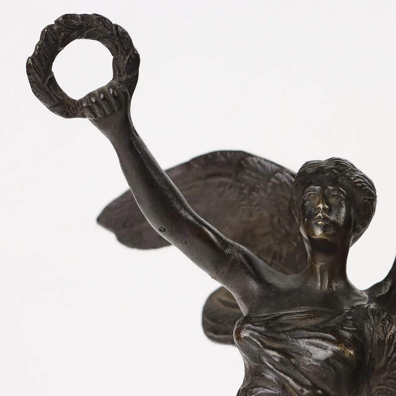 Bronze Winged Victory sculpture with marble base, 1930s 5