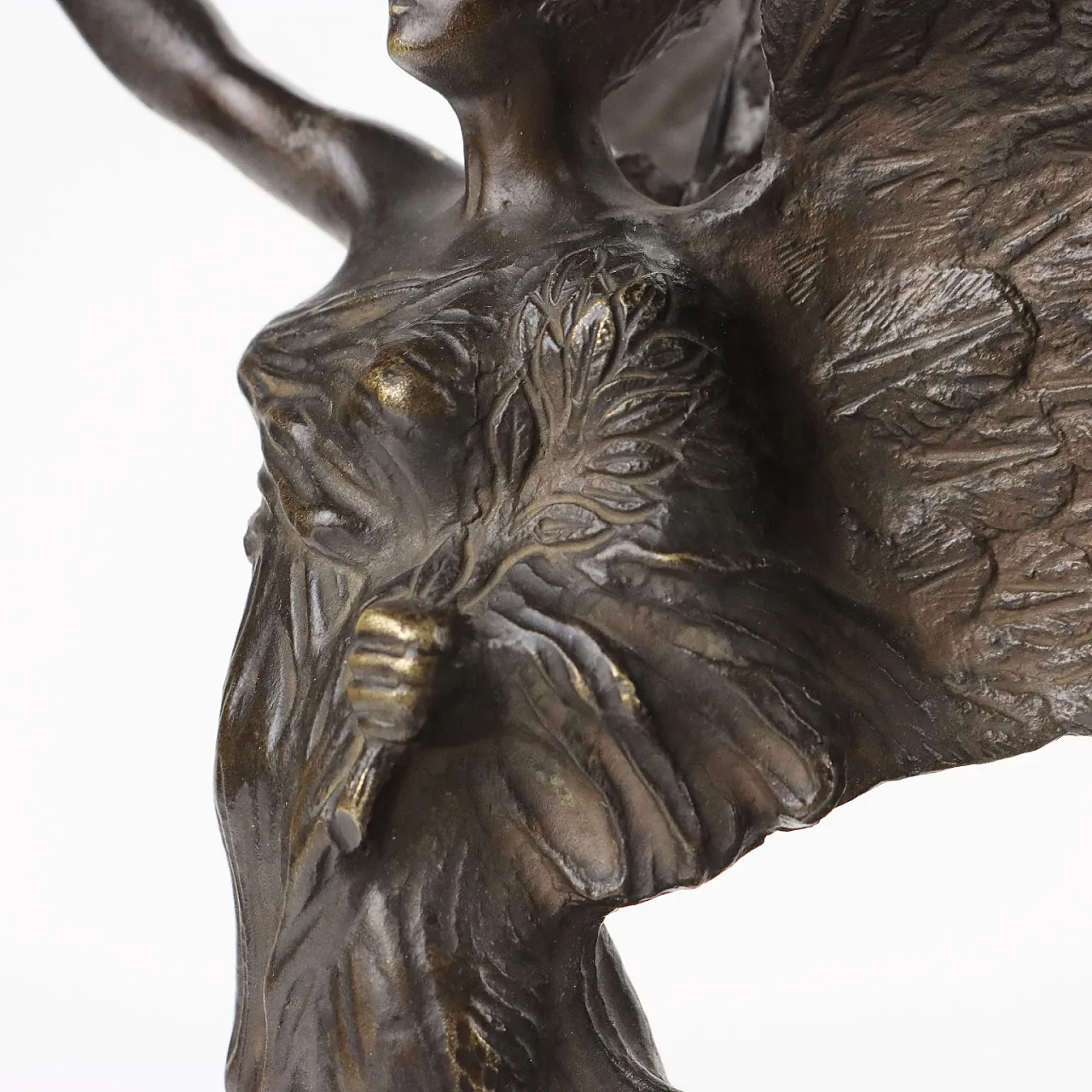 Bronze Winged Victory sculpture with marble base, 1930s 6