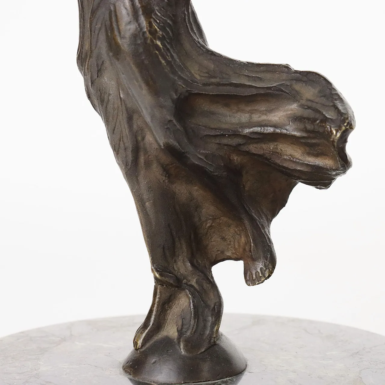 Bronze Winged Victory sculpture with marble base, 1930s 7