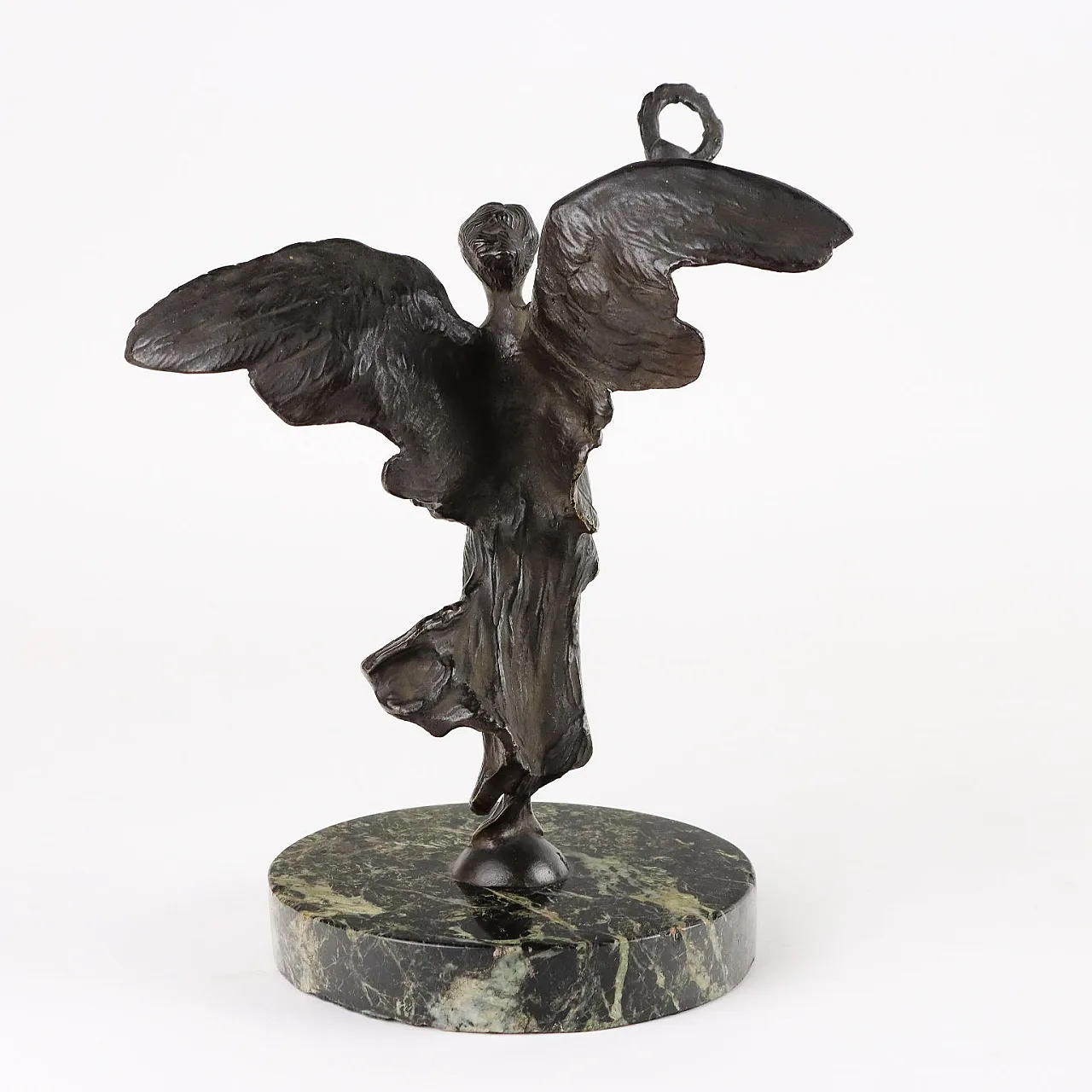 Bronze Winged Victory sculpture with marble base, 1930s 9