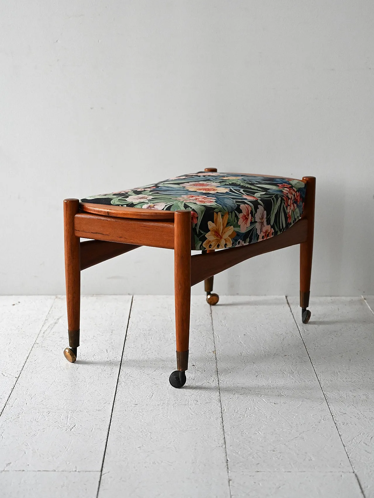 Scoginavo footrest with Josef Frank fabric, 1950s 2