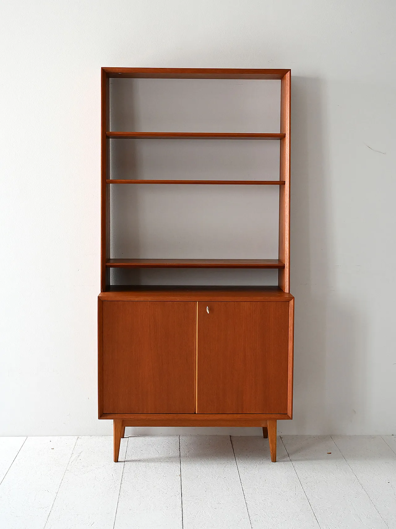 Scandinavian library in teak with container compartment, 1960s 2