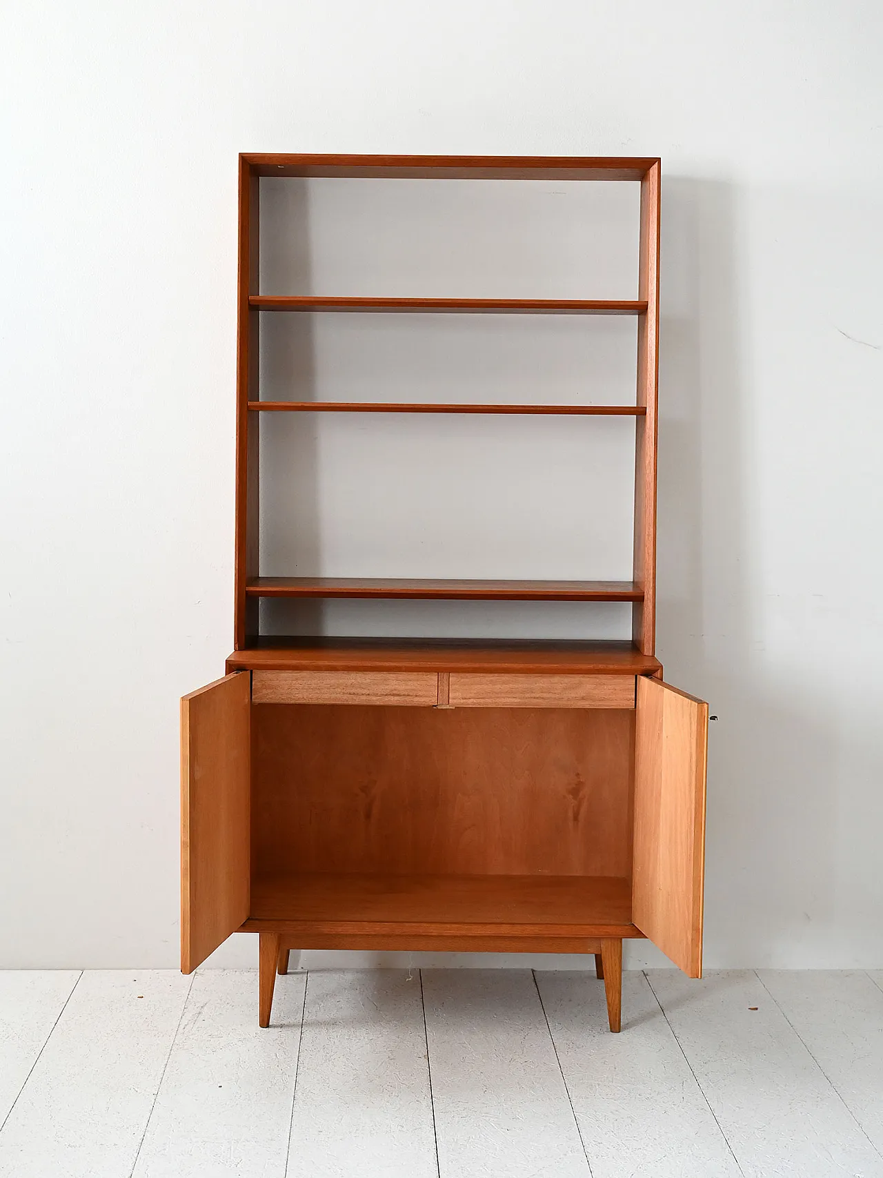 Scandinavian library in teak with container compartment, 1960s 3