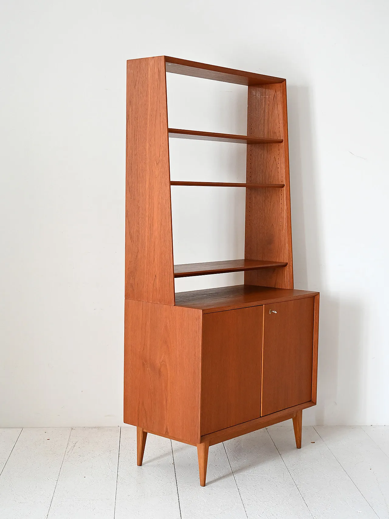 Scandinavian library in teak with container compartment, 1960s 4