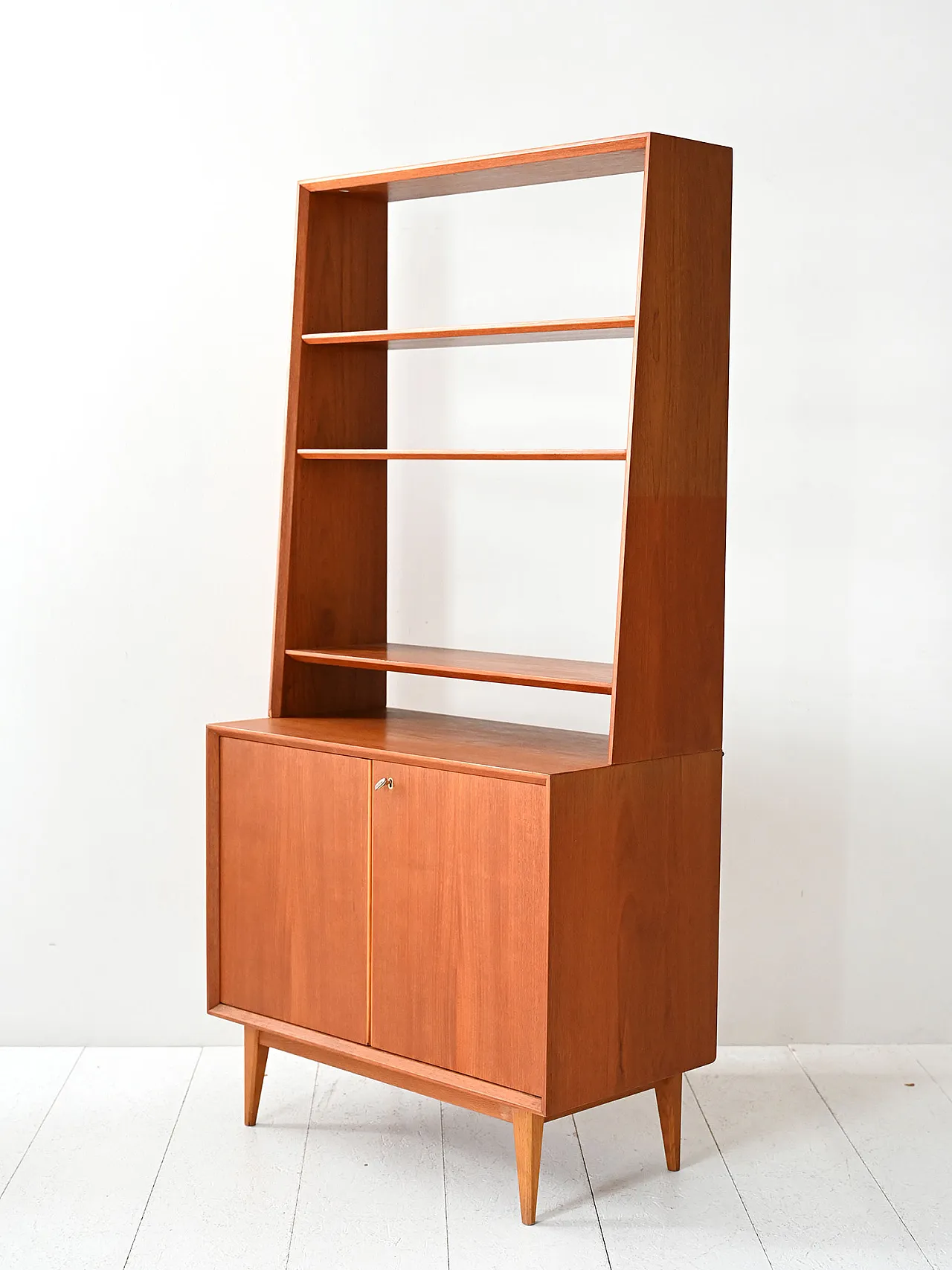 Scandinavian library in teak with container compartment, 1960s 5