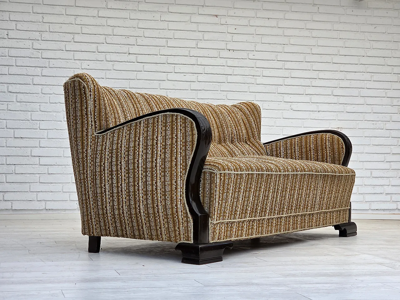 Danish 3 seater wool sofa, 1960s 1