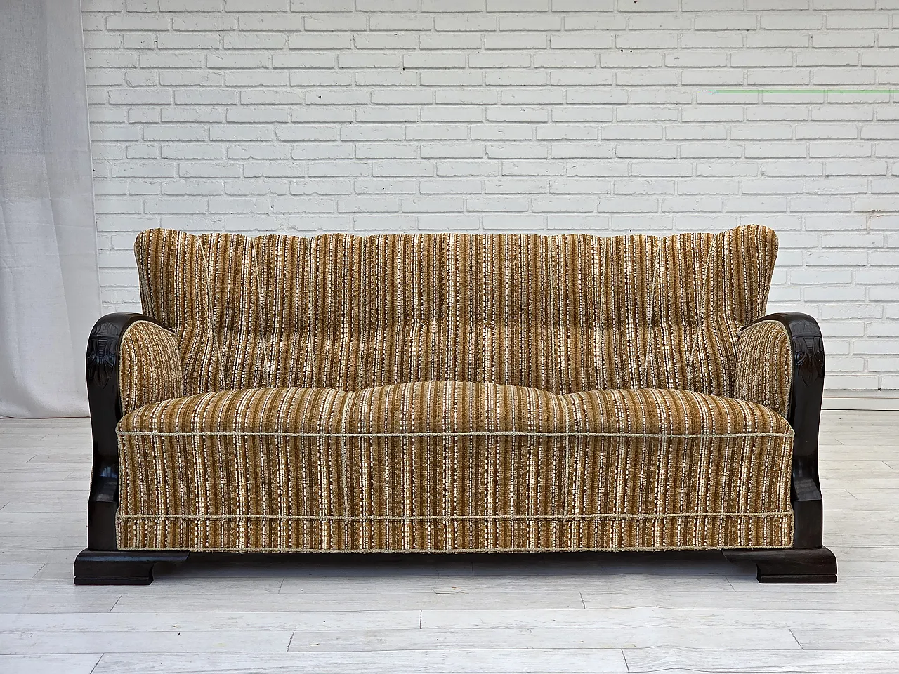 Danish 3 seater wool sofa, 1960s 2