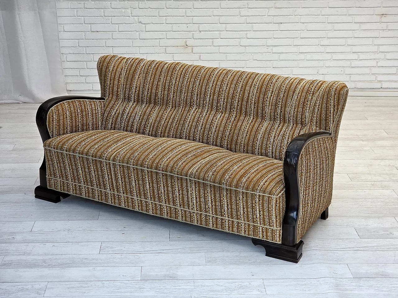 Danish 3 seater wool sofa, 1960s 16