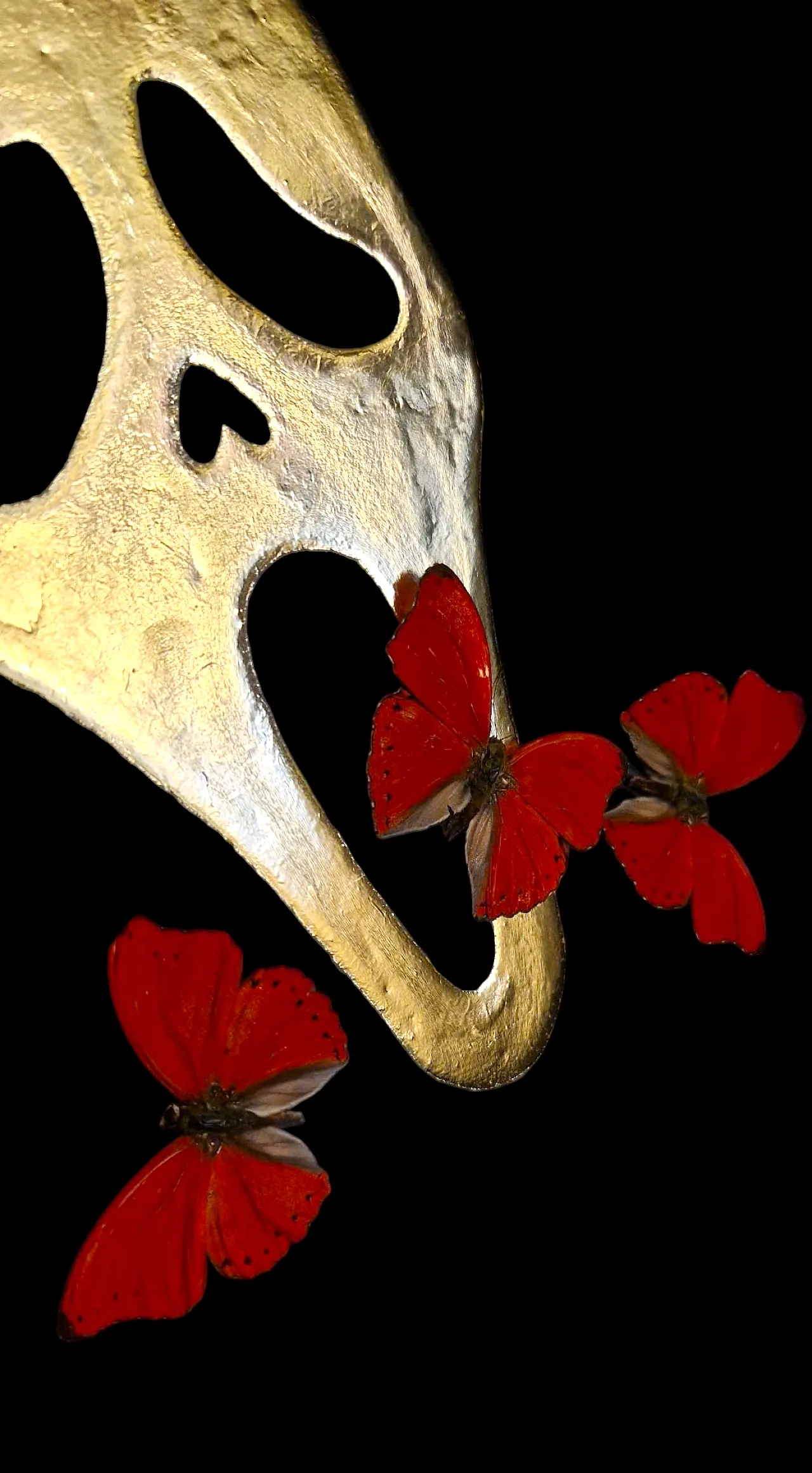 Real butterflies on 23kt gold Scream mask gilded in frame 3