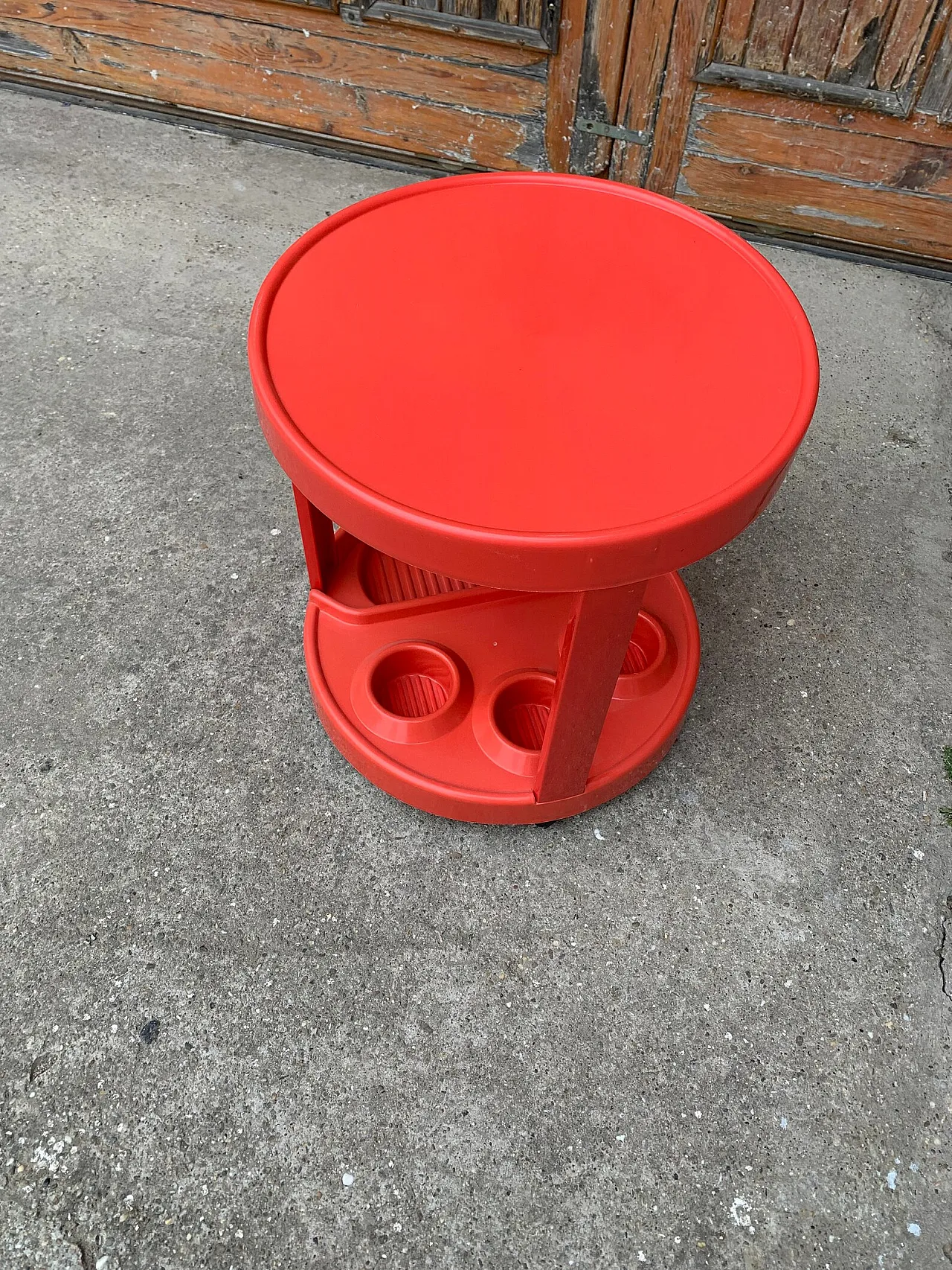 Carrello bar in plastica rossa, anni '70 3
