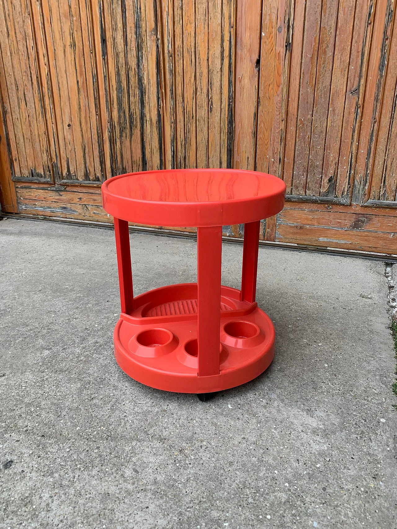 Carrello bar in plastica rossa, anni '70 9