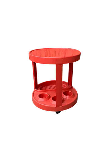 Carrello bar in plastica rossa, anni '70