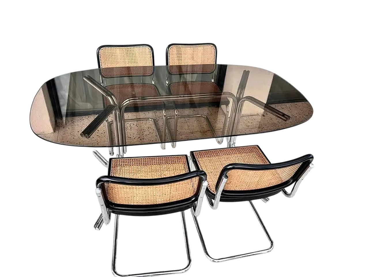 Tavolo con 4 sedie Cesca di Marcel Breuer per Gavina, anni '60 9