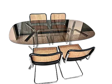 Cesca table with 4 chairs by Marcel Breuer for Gavina, 1960s