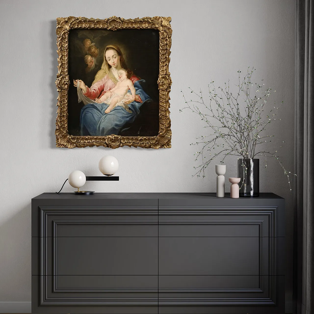 Religious painting  Madonna and Child, 18th century 14