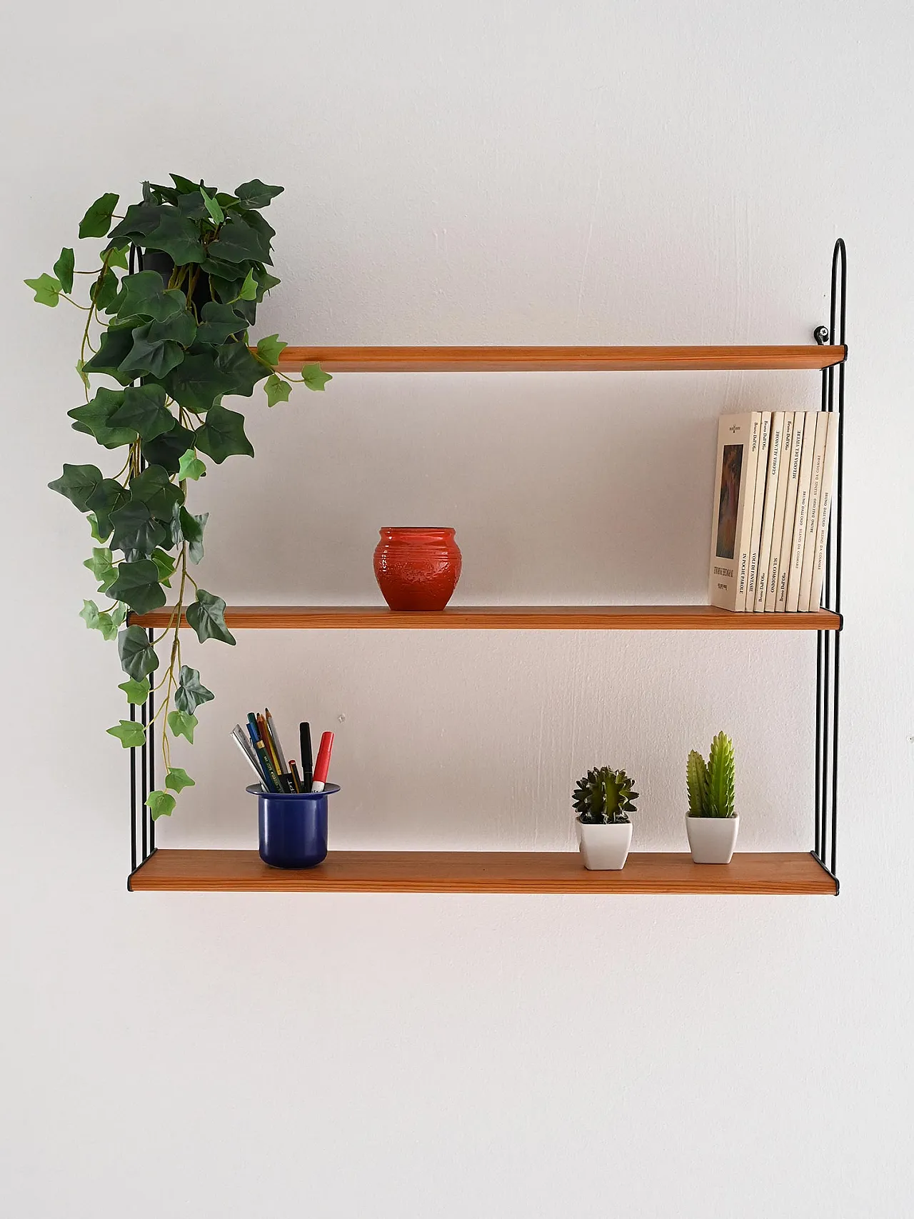 Scandinavian Hylla wall shelf in oak and iron, 1960s 1