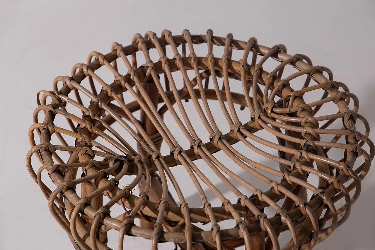 Sgabello in midollino e bambù, anni '60 4