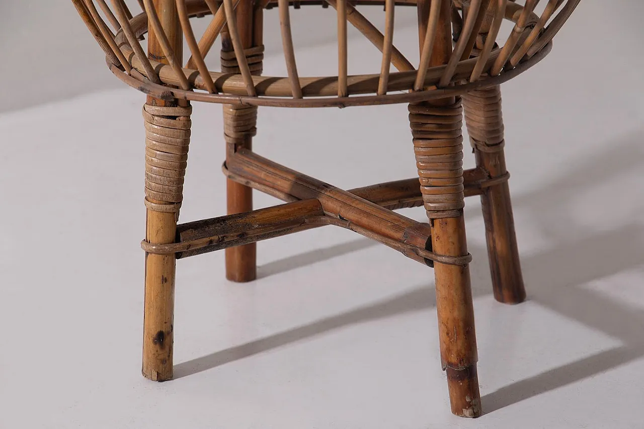 Sgabello in midollino e bambù, anni '60 8